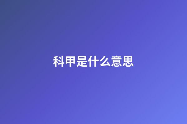 科甲是什么意思?
