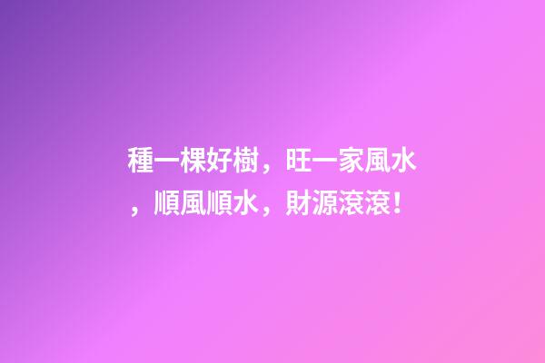 種一棵好樹，旺一家風水，順風順水，財源滾滾！