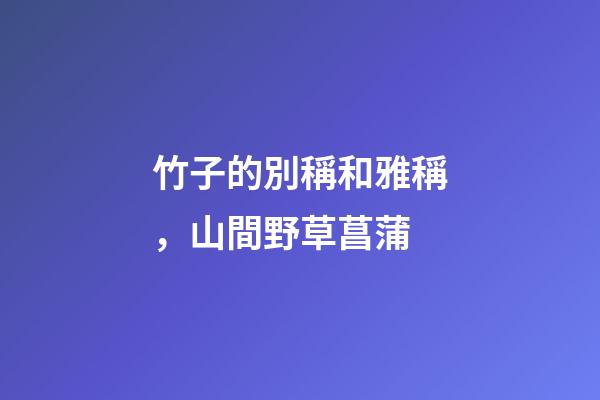 竹子的別稱和雅稱，山間野草菖蒲-第1張-觀點-玄機派