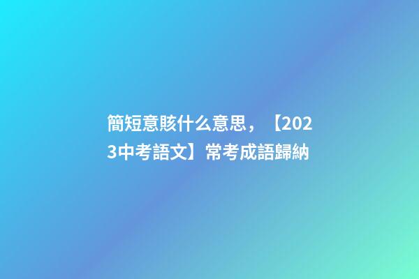 簡短意賅什么意思，【2023中考語文】常考成語歸納(3)-第1張-觀點-玄機派