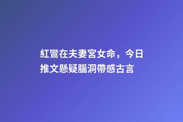 紅鸞在夫妻宮女命，今日推文懸疑腦洞帶感古言-第1張-觀點-玄機派