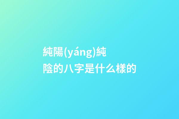 純陽(yáng)純陰的八字是什么樣的