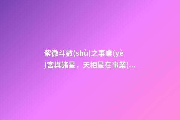 紫微斗數(shù)之事業(yè)宮與諸星，天相星在事業(yè)宮是什么意思？