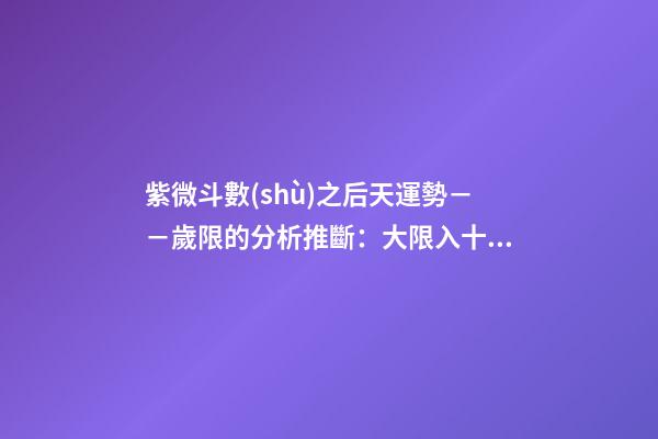 紫微斗數(shù)之后天運勢－－歲限的分析推斷：大限入十二宮人事吉兇簡