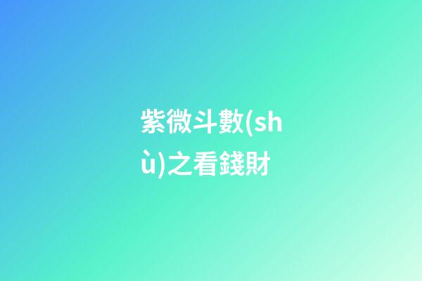 紫微斗數(shù)之看錢財