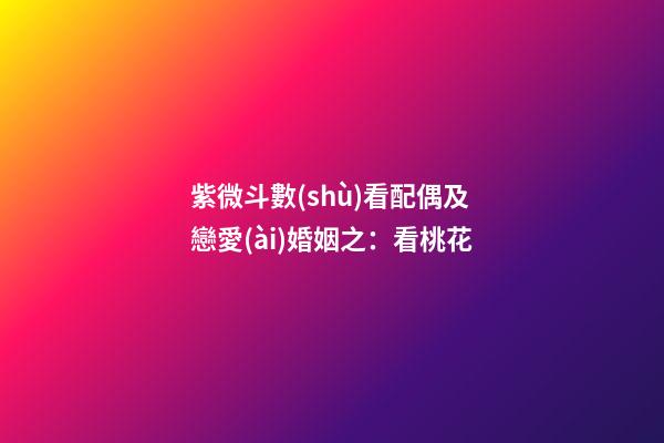 紫微斗數(shù)看配偶及戀愛(ài)婚姻之：看桃花