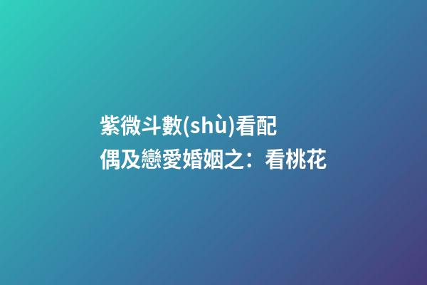 紫微斗數(shù)看配偶及戀愛婚姻之：看桃花