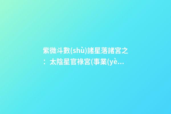 紫微斗數(shù)諸星落諸宮之：太陰星官祿宮(事業(yè)宮)詳解