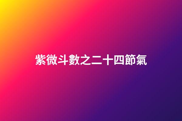 紫微斗數之二十四節氣