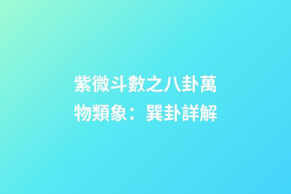 紫微斗數之八卦萬物類象：巽卦詳解