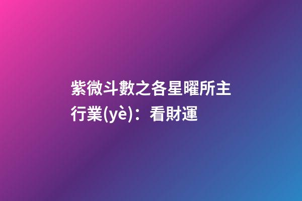 紫微斗數之各星曜所主行業(yè)：看財運