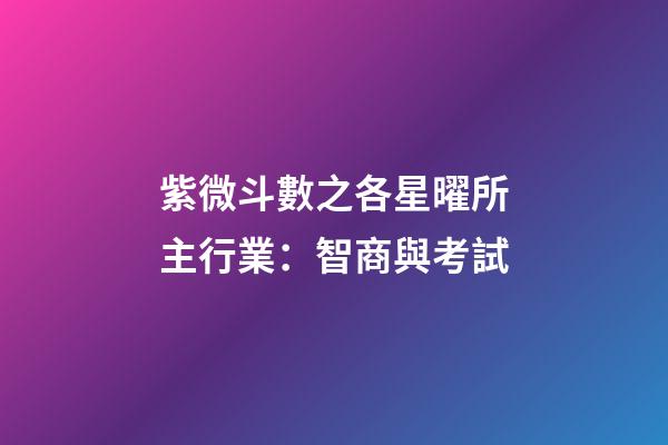 紫微斗數之各星曜所主行業：智商與考試