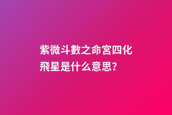 紫微斗數之命宮四化飛星是什么意思？
