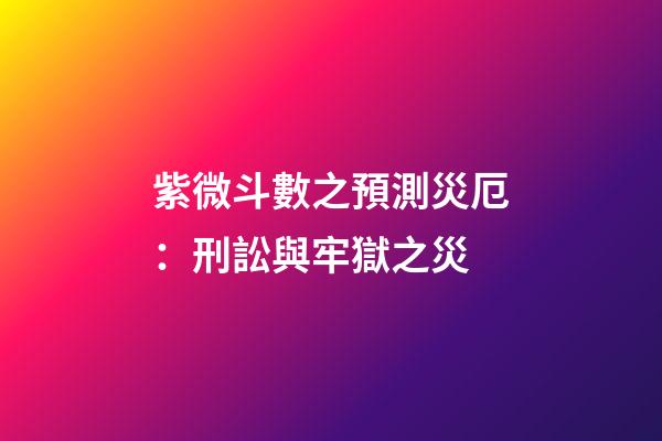 紫微斗數之預測災厄：刑訟與牢獄之災