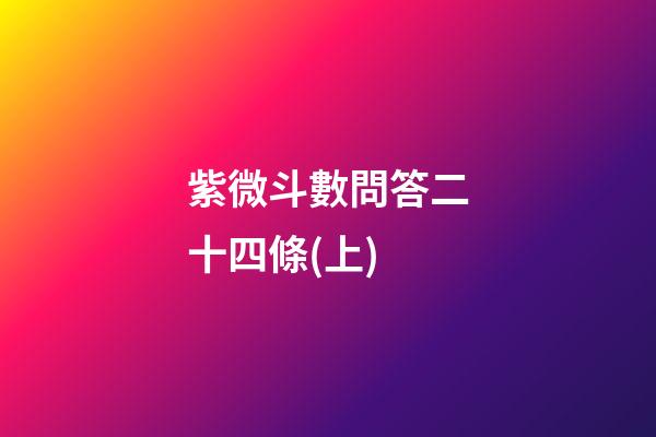 紫微斗數問答二十四條(上)