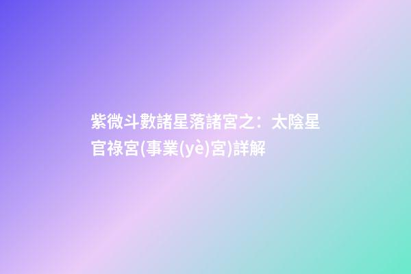 紫微斗數諸星落諸宮之：太陰星官祿宮(事業(yè)宮)詳解