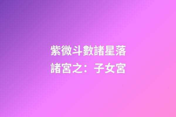 紫微斗數諸星落諸宮之：子女宮