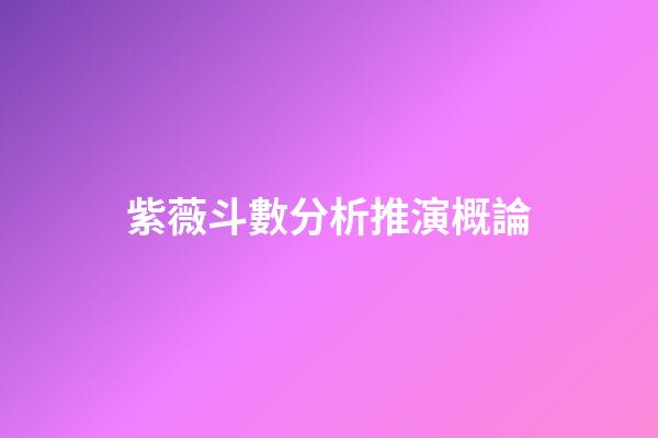 紫薇斗數分析推演概論