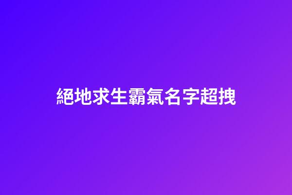 絕地求生霸氣名字超拽