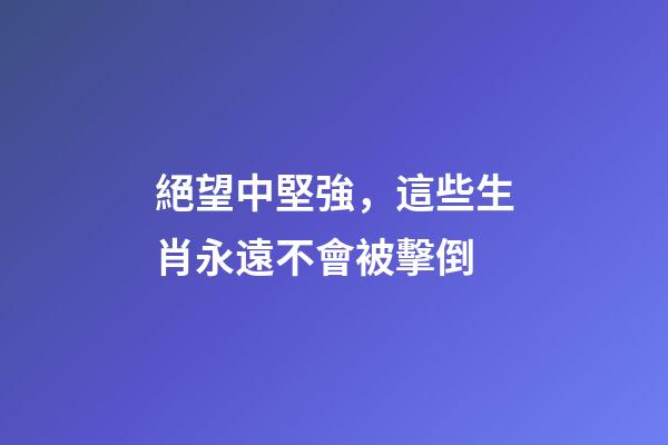 絕望中堅強，這些生肖永遠不會被擊倒