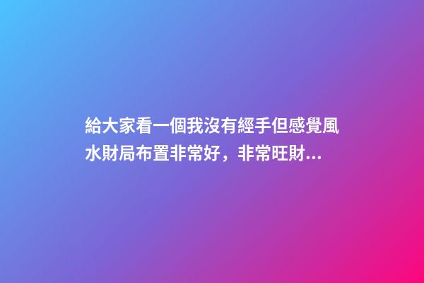 給大家看一個我沒有經手但感覺風水財局布置非常好，非常旺財的地