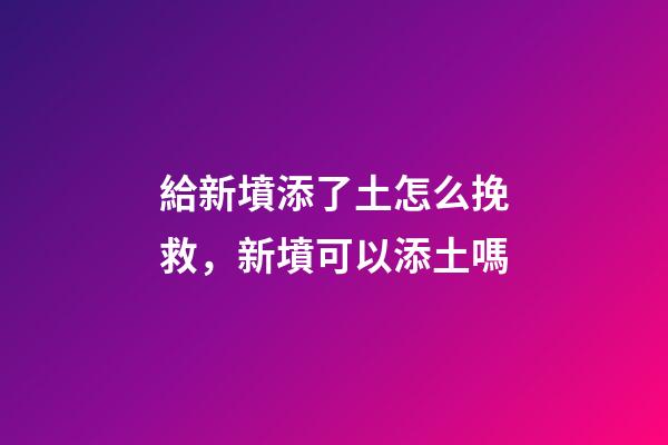 給新墳添了土怎么挽救，新墳可以添土嗎