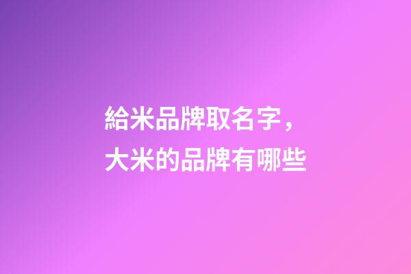 給米品牌取名字，大米的品牌有哪些-第1張-商標起名-玄機派