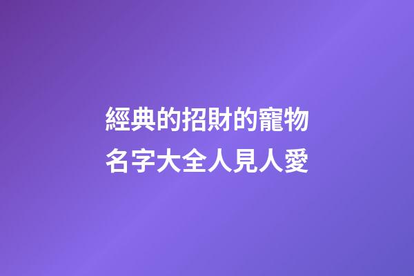 經典的招財的寵物名字大全人見人愛
