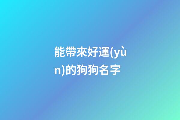 能帶來好運(yùn)的狗狗名字
