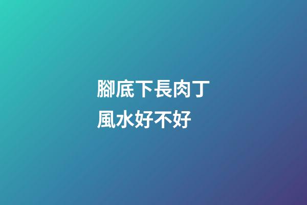 腳底下長肉丁風水好不好