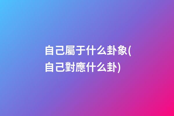 自己屬于什么卦象(自己對應什么卦)