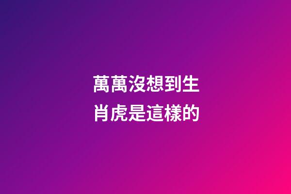 萬萬沒想到生肖虎是這樣的
