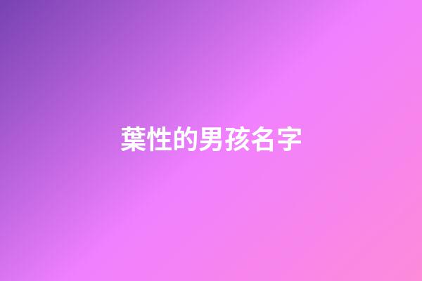 葉性的男孩名字(男孩姓葉有涵養(yǎng)的名字)-第1張-男孩起名-玄機(jī)派