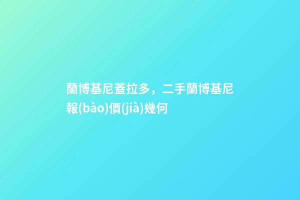 蘭博基尼蓋拉多，二手蘭博基尼報(bào)價(jià)幾何-第1張-觀點(diǎn)-玄機(jī)派