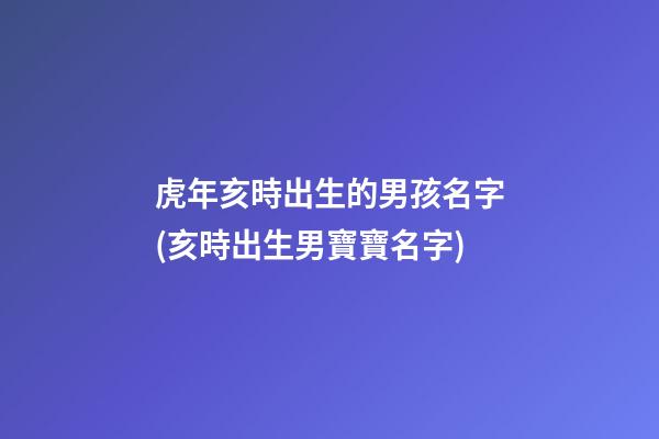 虎年亥時出生的男孩名字(亥時出生男寶寶名字)