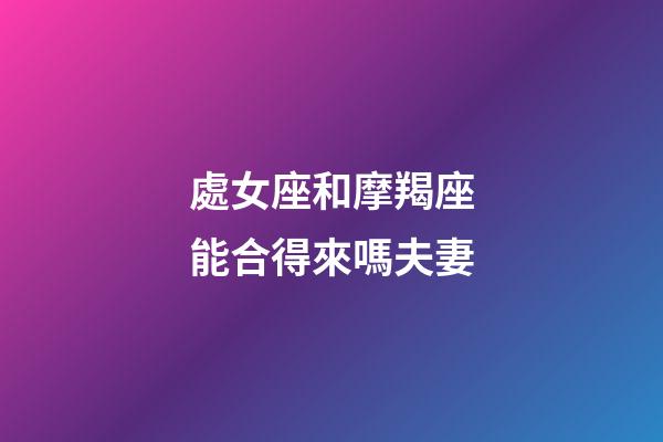 處女座和摩羯座能合得來嗎夫妻-第1張-星座運勢-玄機派