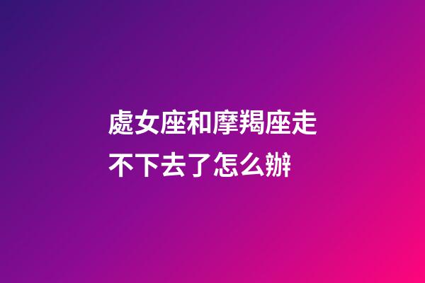 處女座和摩羯座走不下去了怎么辦-第1張-星座運勢-玄機派
