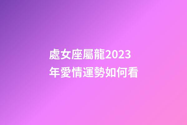 處女座屬龍2023年愛情運勢如何看-第1張-星座運勢-玄機派