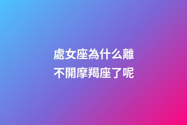 處女座為什么離不開摩羯座了呢-第1張-星座運勢-玄機派