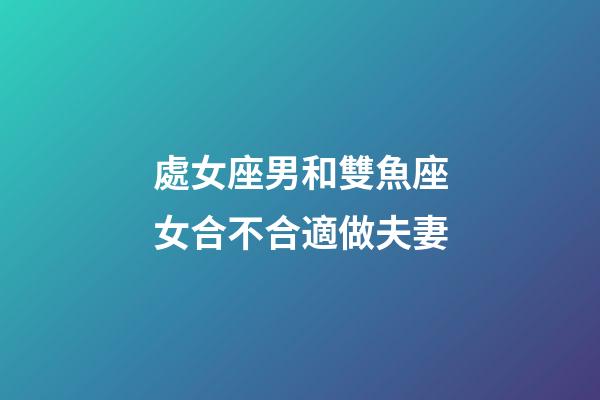 處女座男和雙魚座女合不合適做夫妻-第1張-星座運勢-玄機派