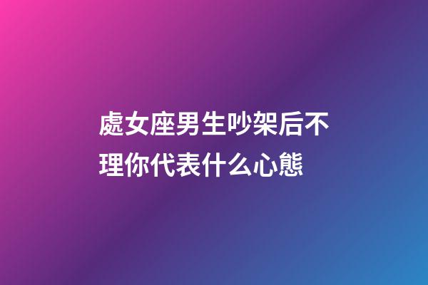 處女座男生吵架后不理你代表什么心態-第1張-星座運勢-玄機派