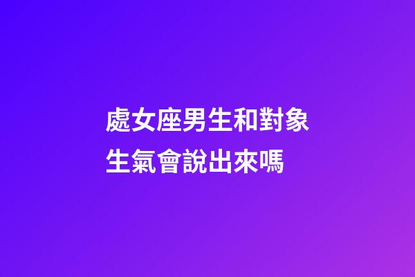 處女座男生和對象生氣會說出來嗎-第1張-星座運勢-玄機派