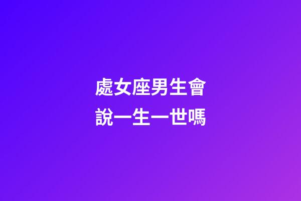 處女座男生會說一生一世嗎-第1張-星座運勢-玄機派