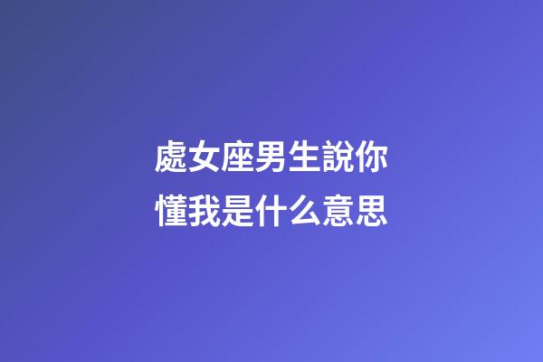 處女座男生說你懂我是什么意思