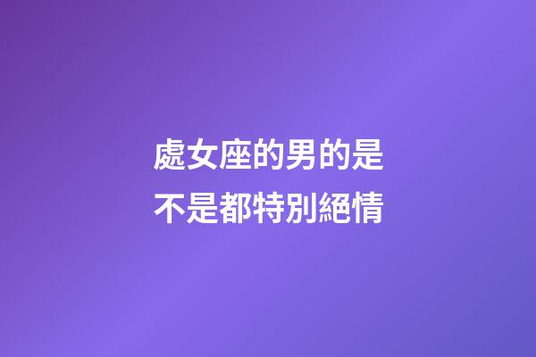 處女座的男的是不是都特別絕情-第1張-星座運勢-玄機派