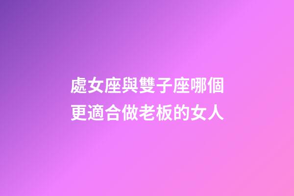 處女座與雙子座哪個更適合做老板的女人-第1張-星座運勢-玄機派