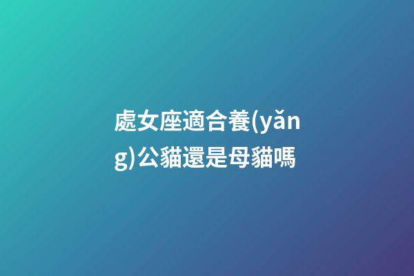 處女座適合養(yǎng)公貓還是母貓嗎
