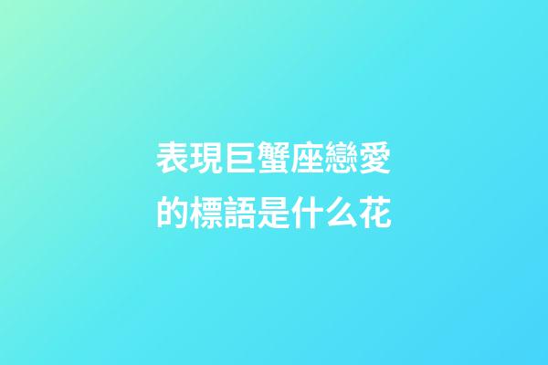 表現巨蟹座戀愛的標語是什么花