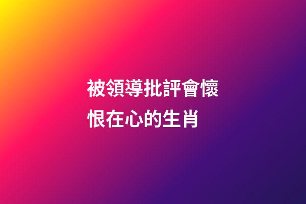 被領導批評會懷恨在心的生肖