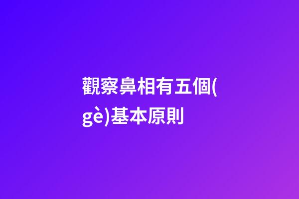 觀察鼻相有五個(gè)基本原則